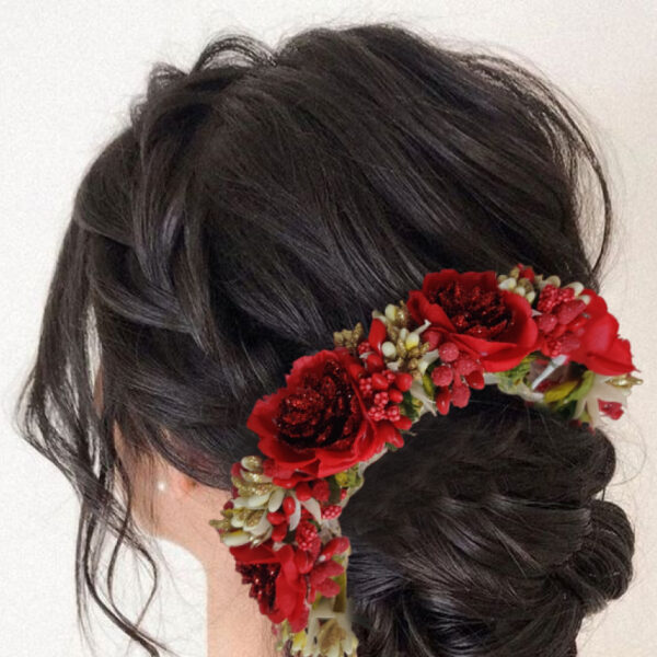Exclusive Red Antique Flower Veni Set